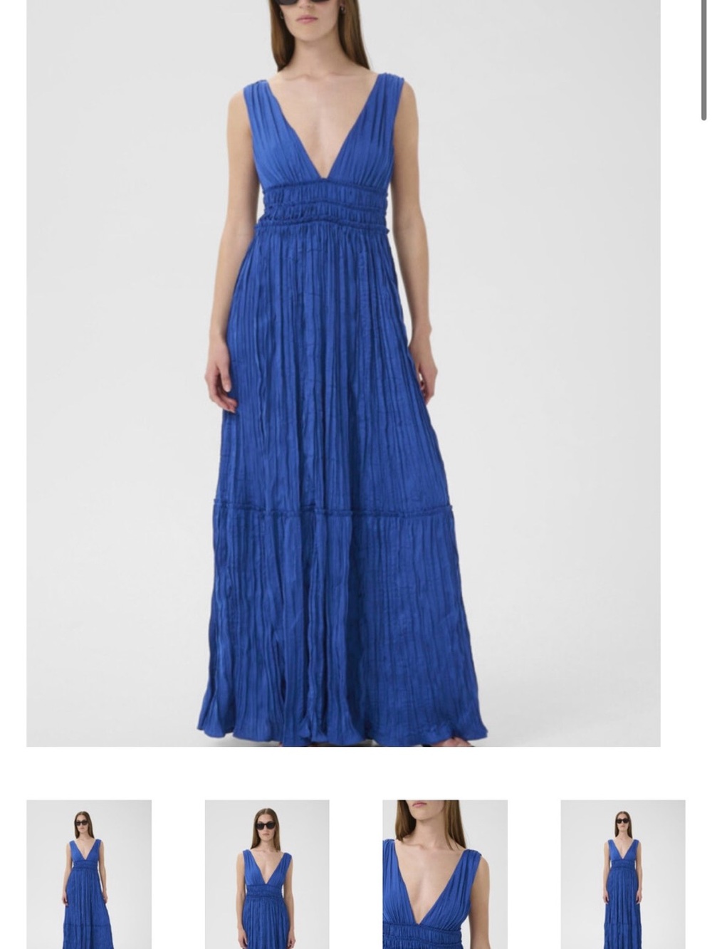 Deep V-Neck Sleeveless Maxi Dress in Cobalt Blue by INWEAR